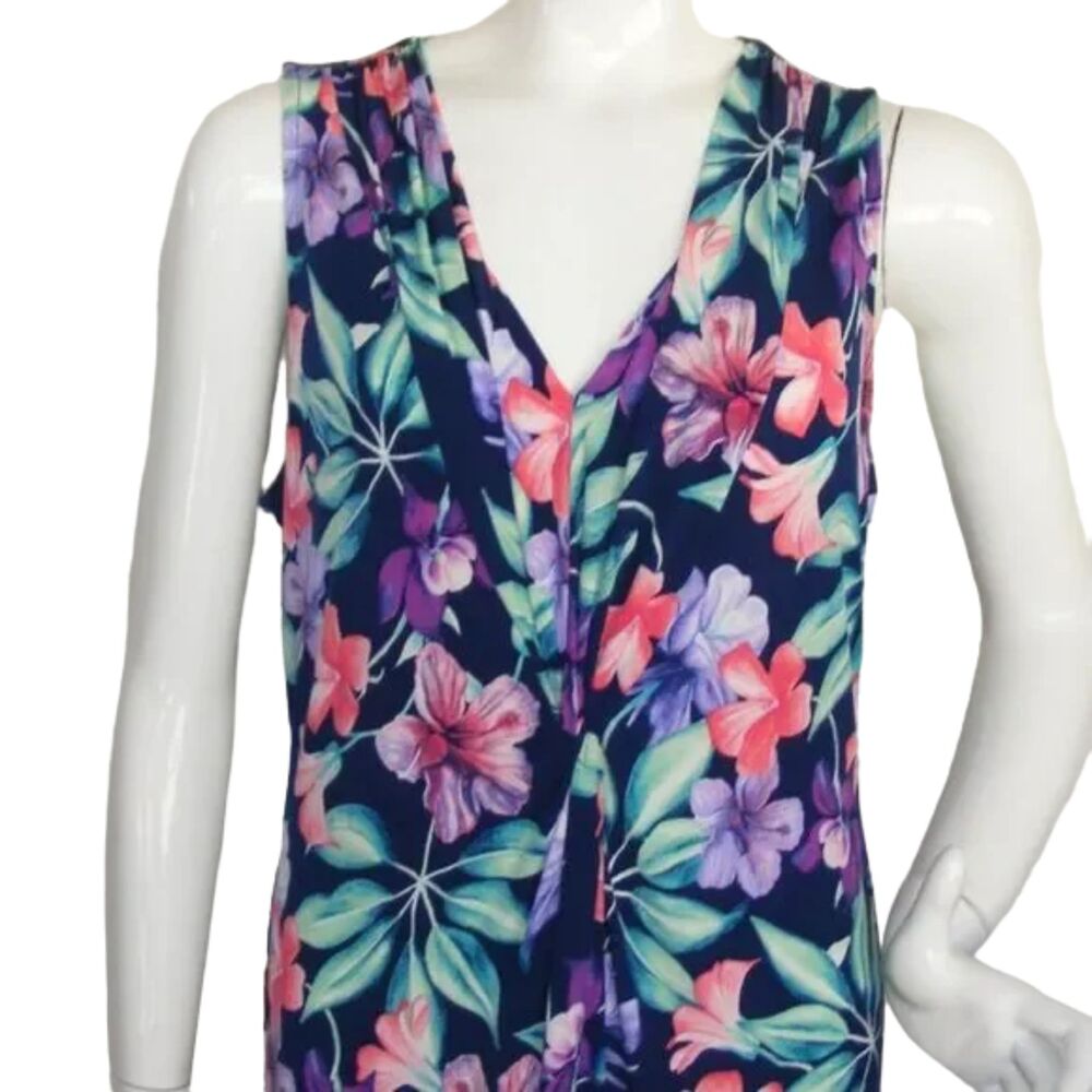 TOMMY BAHAMA Maxi Dress, L, Floral, Navy, Twist Front, Sleeveless - Picture 2 of 11